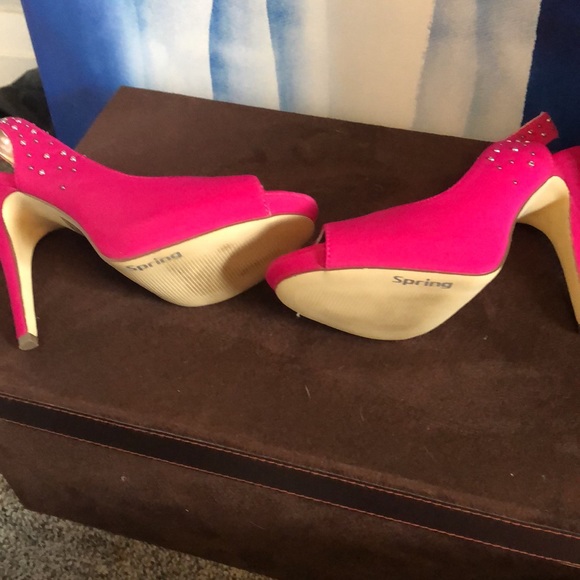 Pink stiletto peep toe shoe - Picture 3 of 4